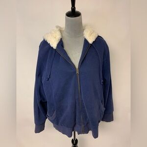 Old Navy hoodie faux fur lined zip up street wear grunge unisex sz xxl